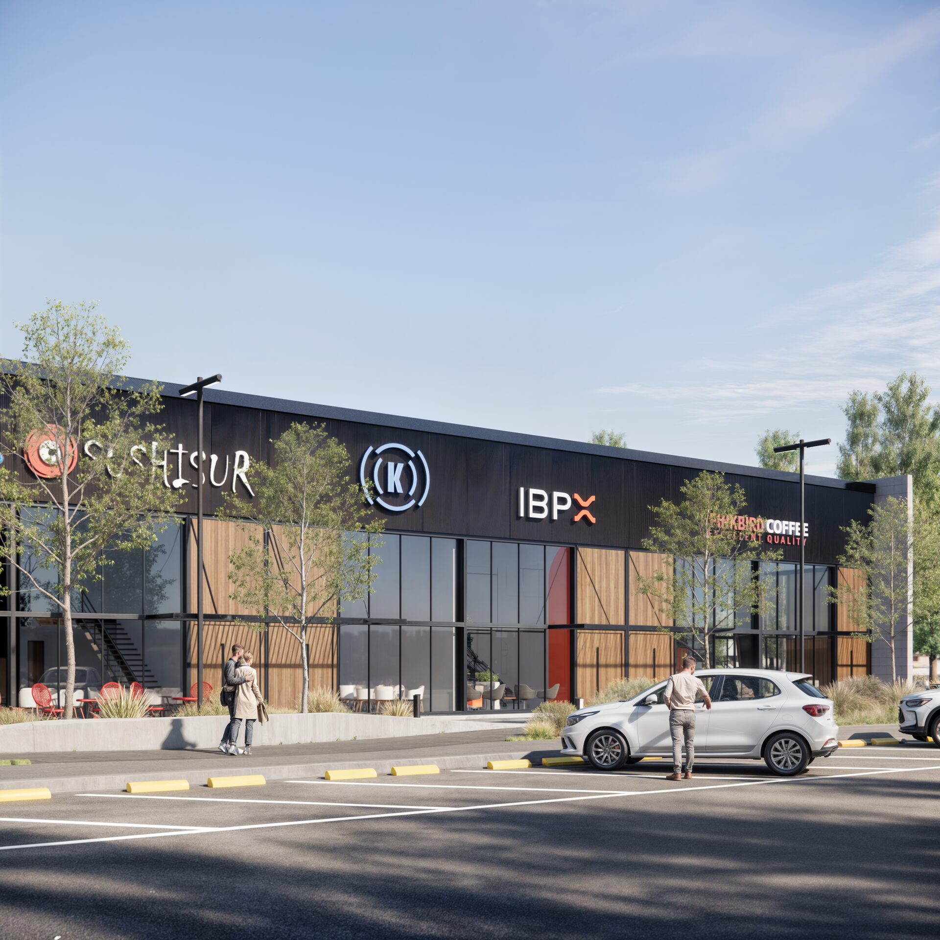 Vista lateral del paseo comercial